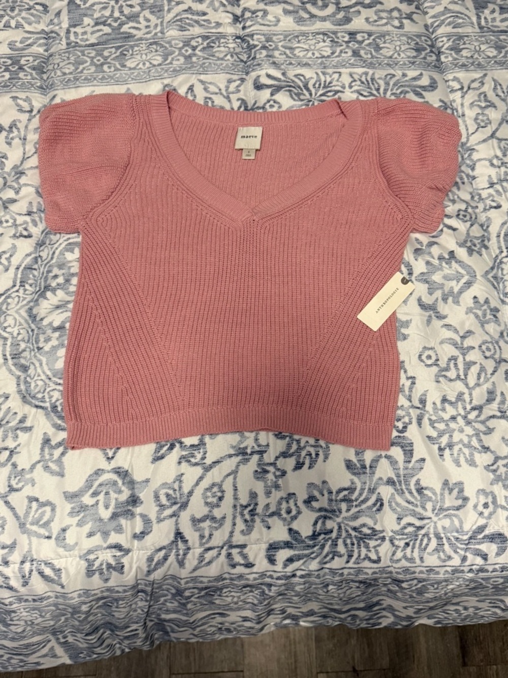 Marvel Pink Knit V-Neck Puff Sleeve Top